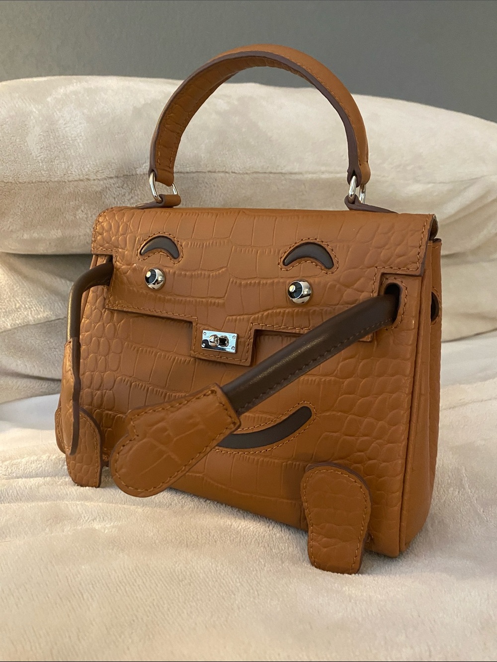 20cm brown milk chocolate leather crocodile doll idolle top handle Kelly Bag - Picture 2 of 10